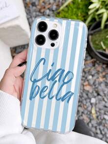 1 pieza Funda de teléfono suave con cojín de aire transparente, diseño minimalista artístico de rayas y eslogan de colores, antideslizante, adecuada para iPhone 11/12/13/14/15/16/17 Pro Max - Multicolor - Ver 2