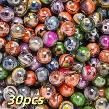 30/50 hạt nhựa màu AB bóng, lượn sóng, đường kính 10mm, thích hợp để làm trang sức, trang trí vòng tay, dây chuyền thời trang, phụ kiện móc khóa DIY. - Màu ngẫu nhiên - Xem 10