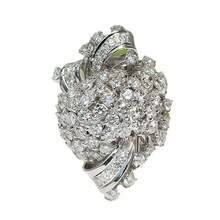 1枚奢华全镶钻不规则形状戒指，适合女士日常佩戴 - 銀色 - 查看 5