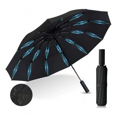 Paraguas Automático Plegable de 60 Varillas,Apertura y Cierre con Un Botón,Sombrilla UV,Paraguas Portátil Antiviento y Resistente, Paraguas para Lluvia y Sol Ideal para Viajes,Trabajo y Uso Diario Color Negro