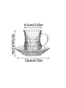 Bộ 1 tách cà phê và đĩa lót tối giản, tách và đĩa lót thủy tinh dệt kẻ caro sáng tạo độc đáo, ly thủy tinh có tay cầm kiểu retro kèm đĩa lót, tách sữa uống sáng gia đình, tách nước văn phòng, tách nước ép cao cấp sang trọng, tách trà chiều tinh tế, tách trà hoa. - trong suốt - Xem 8