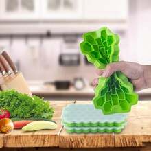 Silicone Honeycomb Ice Cube Tray With Lid, 37 Cavity Easy Release Ice Maker Mold, Beehive Shaped Silicone Ice Cube Trays For Whiskey, Cocktails, Baby Food, Home Use - Green - View 4
