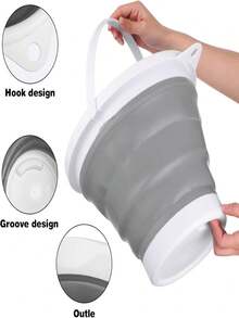 1pc Foldable Water Bucket, Portable Outdoor Travel Home Use Small Water Bucket, Fishing Bucket, Plastic Foot Soaking Bucket, Car Washing Bucket, Dorm Water Bucket, Round Shape, Practical & Stylish, Space-Saving, Multi-Functional Collapsible Bucket - Multicolor - View 8