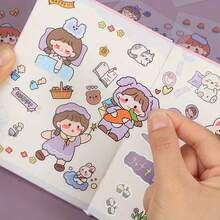 50pcs Unique Cute Girl & Pet Cartoon Pattern Stickers For Diary - Multicolor - View 1