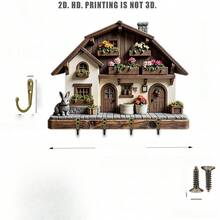 Wooden 2D "Home Sweet Home" Wall Decor Key Holder - Multicolor - View 4