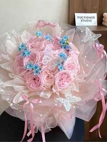 5pcs/10pcs/24pcs Pink Satin Ribbon Bow Cake Decorations, Baby Shower Party Decor, Home Decor Accessories, Minimalist Bow Decor, Suitable For Home Decor, Wedding, Candlelight Dinner, Holiday Gifts, Baking Desserts, Graduation Cakes, DIY Crafts And Hair Accessories - Pink - View 8