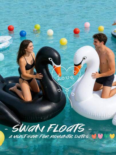 巨型充气黑天鹅泳池漂浮垫，重型成人PVC游泳躺椅，超大躺椅，舒适靠背，极致放松，耐用大型充气筏，适用于海滩、湖泊、户外派对和夏季假期，便携可折叠设计，方便旅行，是日光浴和水上休闲的完美之选，春季必备，夏季必备，春夏两季必备，春季装饰，夏季装饰。