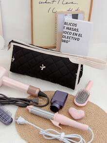 Bow Quilted Hair Dryer Storage Bag  Curling Iron Storage Bag Hair Clips Storage Bag With Divider Cosmetic Bag Makeup Bag Hair Tool Storage Bag Jewelry Organizer Multi-Functional Storage Bag Hair Dryer Holder Hair Tool Bag Set Travel Carrying Organizer Bag For Crimping Hair Tools(Curling Iron, Hair Dryer),Hair Clips,Hair Straightener, Ideal For Home&Travel,Travel Essentials Cruise Essentials Bridesmaid Gifts Mom Gifts - View 10