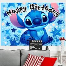 Stitch Coconut Tree Birthday Party Backdrop, Lilo And Stitch Themed Wall Decor, Photo Banner For Celebration Events, Party Decorations And Display Props - Multicolor - View 8