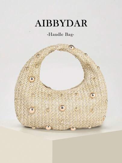 AIBBYDAR 女士时尚编织手提包，适合度假、海滩、商务通勤，多功能单肩包，休闲简约，沙滩度假必备
