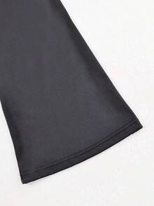 Y2K 宽腰带高弹力口袋提臀健身运动喇叭裤工装裤休闲黑色春季 - 黑色 - 查看 9