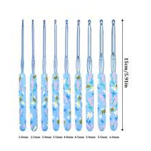 9pcs/Set Blue Bee & Flower Soft Clay Crochet Hooks, Ergonomic Design Suitable For Knitting Sweaters, Scarves, Socks, Gloves And Other DIY Handcraft Projects - 9pcs/set - View 12