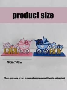 2 pezzi/Set Decorazione da scrivania in legno per festa di genere, cartelli da scrivania con lettere per bambino e bambina con supporto, centrotavola decorativo, adatto per scaffali, forniture scolastiche - Multicolore - Visualizzare 2