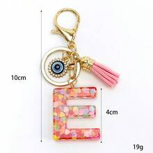 1个新款粉色26个英文字母钥匙扣，带邪眼流苏吊坠，可作钥匙链或包包挂饰 - 彩色 - 查看 8