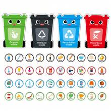 hoojojo 44 pièces Kit de tri des déchets en feutre, thème, accessoires interactifs pour la classe, apprentissage du vocabulaire anglais, aide pédagogique créative pour les poubelles, convient pour la maison, l'éducation, les jeux en classe, nouvelle arrivée pour la rentrée scolaire - Multicolore - Voir 13