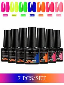 MEET ACROSS 7 pièces Ensemble de vernis à ongles gel couleur macaron 7,3 ml, vernis gel UV semi-permanent sans HEMA TPO à trempage longue durée, sans plomb, pour la décoration des ongles d'été, la conception d'art des ongles DIY, la peinture de manucure, pour le salon et les fournitures pour les ongles à la maison - Multicolore - Voir 13