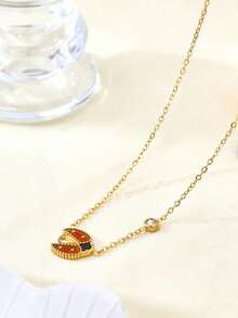 1 buah Kalung Liontin Kumbang Kristal Tahan Air, Antialergi, dan Tahan Pudar, Berwarna-warni, Terbuat dari Stainless Steel, Cocok untuk Pesta, Dansa, dan Pemakaian Sehari-hari - Emas - View 6