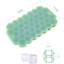 Silicone Honeycomb Ice Cube Tray With Lid, 37 Cavity Easy Release Ice Maker Mold, Beehive Shaped Silicone Ice Cube Trays For Whiskey, Cocktails, Baby Food, Home Use - Green - View 3
