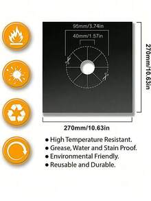 4/8/10片装耐热可水洗防油防污燃气灶清洁垫，可重复使用清洁垫，厨房工具，炉灶垫，厨房清洁用品，户外烧烤垫，烤盘垫，防油垫 - 彩色 - 查看 9