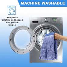 2 Pack Mop Head Replacement, Cleaning Heavy Duty Mop Head Commercial Replacement, Wet Industrial Blue Cotton Looped End String Head Refills, Heavy Mop Replace Head, For General And Floor Cleaning - ColorA - 查看 4