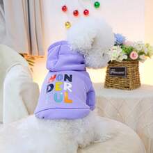 PETCIRCLE 1件宠物衣服，狗狗爪印连帽衫，适合小型犬 - 紫色 - 紫色 - 查看 13