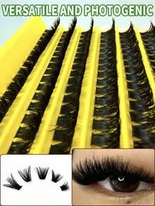 160pcs D-Curl Fluffy Natural Eyelashes, 8-16mm Length, 0.07mm Thickness, D-Curl Lightweight Packaging, 10 Rows Waterproof Faux Mink 3D Fit Eye Shape, Durable For DIY Handmade, Suitable For Light & Heavy Makeup, Portable For Daily Use Or Outdoor - D - View 3