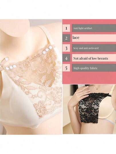 Strapless Bra, Lace One-Piece Seamless Spaghetti Strap Bra, Invisible Bra Prevents Flashing, Sexy Short Tube Top, Lightweight Breathable Comfortable Fit, Secure Non-Slip, Suitable For Spaghetti Strap, Off-Shoulder Dresses, Formal Wear, Summer Outfits, Daily Layering