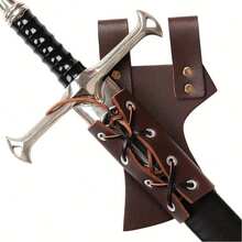 Medieval Viking Leather Sword Scabbard, Classic Sword Sheath With Rivets, Adjustable LARP Cosplay Belt Accessory,Halloween - A - View 2
