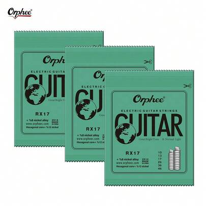Orphee 3 Sets, 6 Strings Per Set, Thickness 0.23-1.27mm, Electric Guitar Strings, RX Practice Series, 6-String Guitar Instrument
