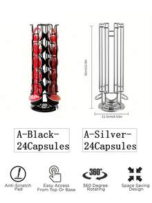 Giá đựng viên cà phê xoay, giỏ đựng viên cà phê bằng kim loại có đế gỗ, giá đựng viên cà phê dung tích lớn để bàn trong nhà bếp. - Nhiều màu - Xem 5