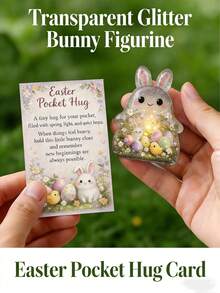 2D Flat Easter Pocket Hug Cute Mini Acrylic Bunny With Inspiring Message, Perfect As An Easter Gift For Anyone - Rabbit Figurine - View 9