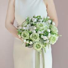 1/4 Bouquet de pivoines en soie artificielle et d'hortensias pour la décoration de mariage DIY, bouquet de mariée, fleur de poignet, corsage, fleur de tête, accessoires décoratifs, décoration de voiture de mariage, décoration d'arche de porte, maison, restaurant, chambre à coucher, décoration de vase, matériel de décoration de fête d'anniversaire, cadeaux de la Saint-Valentin et du Nouvel An, décoration de rama, cérémonie de remise des diplômes de rama, E-I-D - Vert - Voir 4