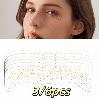 Bộ 6/3 miếng - Hình dán xăm Flashpoint hình ngôi sao vàng, dễ dán, trang điểm tàn nhang tự nhiên.