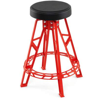  COSTWAY High Top Mechanic Stool, Heavy-Duty Aluminum Garage Bar Chair With 360° Swiveling Seat, Tall Padded Workshop Barstool With Footrest For Tool Room, Auto Repair, 400 LBS Max Load, Red