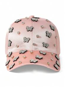 1pc Women's Adjustable Rhinestone Butterfly Baseball Cap, Fashionable Versatile Hat Suitable For Couples - Baseball Cap - View 4