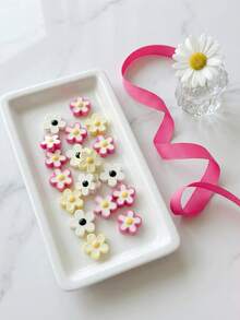 5pcs Acrylic Painted Drip Oil Small Flower Beads, DIY Phone Strap, Keychain, Jewelry Accessories - Flower - View 2