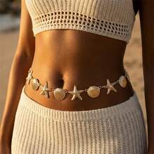 Dây thắt lưng vá hình sao biển dành cho nữ, thắt lưng sắt phong cách Bohemian đa năng và thời trang, phù hợp với mọi mùa - Vàng - Xem 13