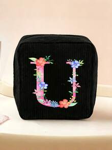 1 Stück Kordstoff minimalistische Reise-Make-up-Tasche, tragbare multifunktionale Aufbewahrungstasche, große Kapazität Damenhygiene-Tasche, neue verdickte Damenhygiene-Aufbewahrungstasche, Menstruationspads-Aufbewahrungstasche, geeignet für den täglichen Gebrauch, Urlaub, Aufbewahrung, Reisen, kann als Geburtstagsgeschenk, Weihnachtsgeschenk, Halloween-Geschenk, Muttertagsgeschenk für Familie, Mutter, Schwester, Freundin verwendet werden - Schwarz - Übersicht 28