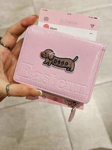 1 PC Fashionable Cartoon Embroidery Wallet, Multifunctional With Multiple Card Slots, Solid Color Cute Card Bag - Multicolor - View 10