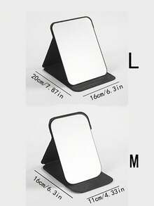 Adjustable Portable Makeup Mirror | Desktop/Handheld Makeup Mirror For Dorm, Office And Home | Minimalist Bathroom Decor - Bright black - View 9