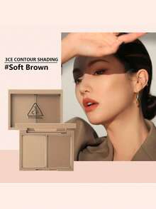 3CE Dual-Tone Soft Brown Contour Palette, Natural V-Shaped Sculpted Look, Smooth Blendable Powder, Long-Lasting Oil Control, Suitable For Beginners, Korean Cosmetics - Nâu nhạt - Xem 7