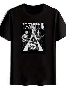 A Printed Shirt Featuring A Retro Rock Band Design. A Summer Crew Neck Top Made Of Polyester. Pop Music. Heavy Metal Bands. Vintage Punk Bands. A Men's Clothing Accessory. An Essential For Summer Travel, Beach Vacations, And Holiday Gifts. - 黑色 - 查看 7