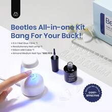 Beetles Gel Nail Kit Short Almond Gift Spree Easy DIY Extension Set Gift For Women - Almond Medium 500pcs (Clear Kit) - View 2