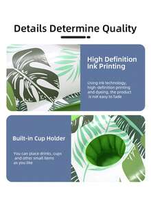 Phao bơi bơm hơi dành cho người lớn có giá để cốc, ghế hồ bơi có giá để cốc, ghế nổi bơm hơi, thảm nổi kiểu võng với họa tiết lá cây, đồ dùng giải trí mùa hè cho hồ bơi, bãi biển, thích hợp cho thư giãn bên hồ bơi, bãi biển hoặc bên hồ. - Có giá đỡ cốc đôi - Xem 7