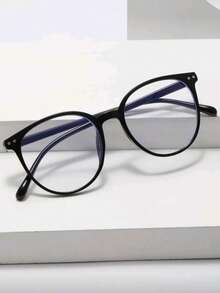 一副男女通用的透明圆形眼镜，适合办公、看电视、玩游戏、玩手机等多种场合。 - 黑色 - 查看 2