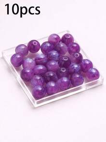 50pcs Dreamy Spring/Summer Galaxy Glitter Round Resin Beads, DIY Bracelet Jewelry Making Supplies - Multicolor - View 72