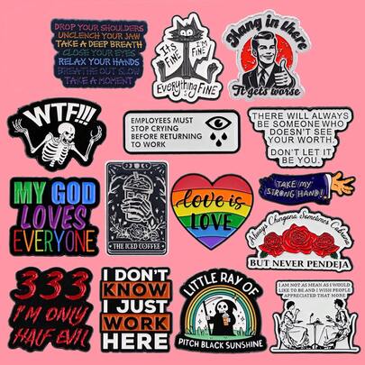 Rainbow Love Is LOVE Quotes Enamel Pins Funny Cartoon Cat Skull Brooch Lapel Pin Badge On Backpack Clothing Accessories Fashion Jewelry Friends Gifts