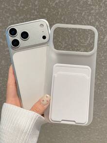 2-In-1 Minimalist White Card Holder Phone Case, Soft-Touch Semi-Transparent Matte Anti-Scratch Anti-Fingerprint Phone Case, Suitable For Daily Commute/Gift Giving, Compatible With IPhone & Galaxy - White - View 11