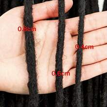 1 Pack 10 Strands Synthetic Dreadlock Extensions, 0.6cm Wide, Permanent Dreadlock Extensions, Unisex, 10/12 Inch Thickness Optional, Natural Black - Black - View 4