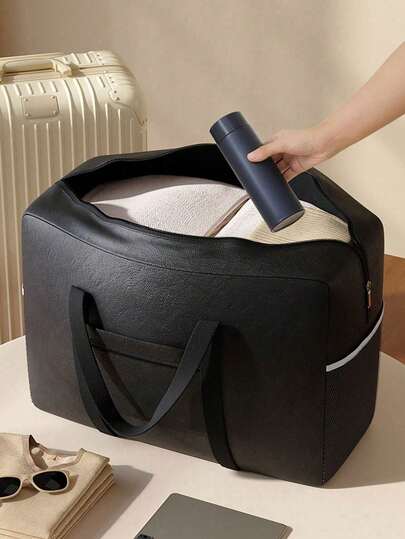 1PC Extra Large Bedding Storage Bag, Non-Woven Fabric Organizer With Sturdy Handles, Transparent Window & Label Pocket, Waterproof Dustproof Container For Quilts, Comforters & Seasonal Clothes, Ideal For Closet & Bedroom Organization